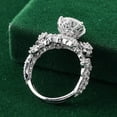 thumbnail image 5 of Blue Jewel Silver 14K White Gold Plated Rings - Brilliant 1.9 Ct Round Cut Diamond Rings - Flower Diamond Rings for Women's - Artistic Floral Diamond Rings for Women's - Proposal Gifts for Women's, 5 of 9