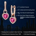 thumbnail image 2 of Gem Stone King 18K Rose Gold Plated Silver Pink Created Sapphire and White Created Sapphire Dangle Earrings for Women (2.10 Cttw, Gemstone September Birthstone, Heart Shape 6MM), 2 of 5