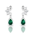 thumbnail image 3 of Emerald & Diamond Tear Drop Sterling Silver Earrings || Easter Day Gift Earring, Gift for Her Earring || Silver Diary, 3 of 5