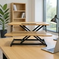 thumbnail image 7 of New 32 Inch Desk Converter, Height Adjustable Sit to Stand Riser, Dual Monitor and Laptop Workstation with Wide Keyboard Tray, Standing Computer Desk, Natural Color, 7 of 7