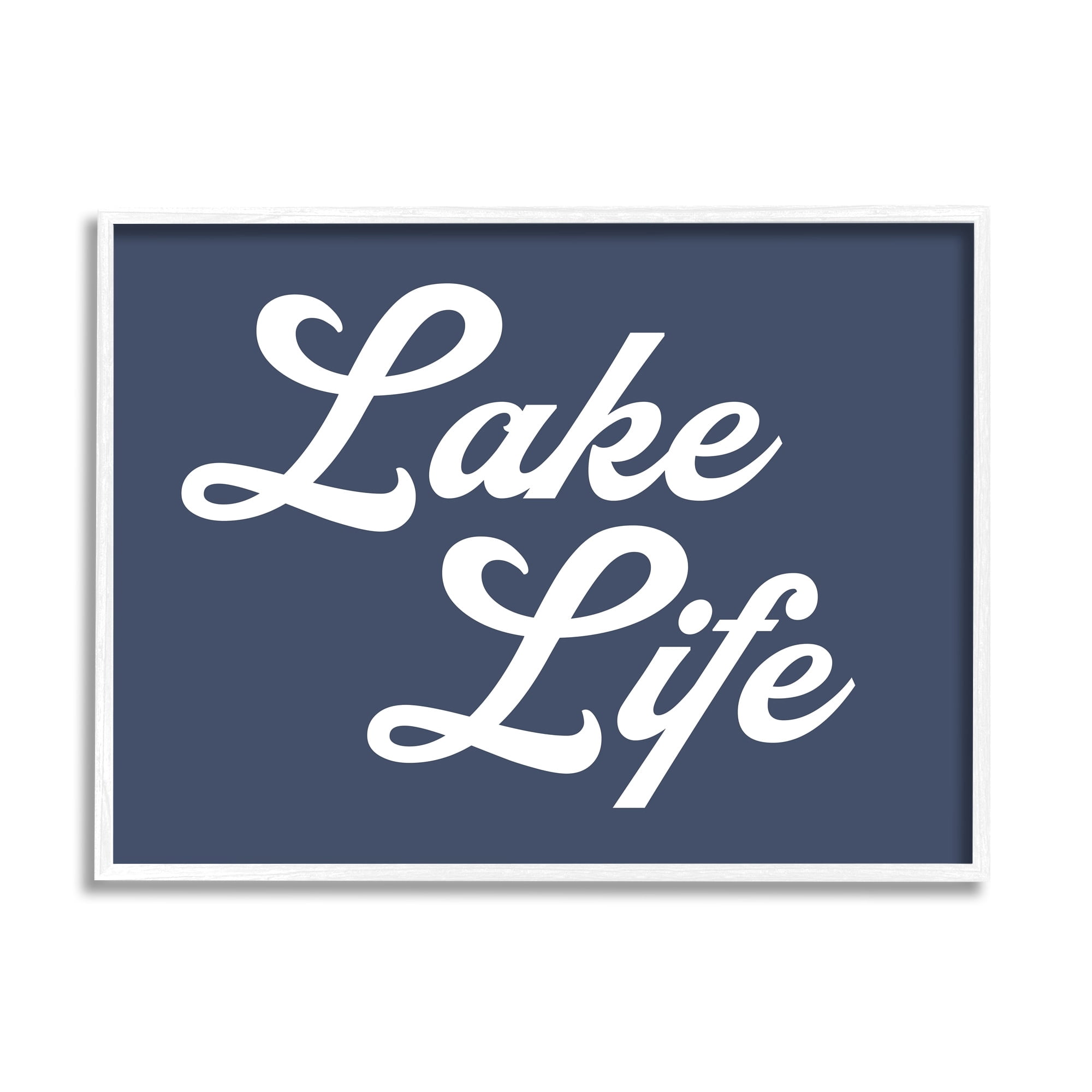 Stupell Industries Trendy Lake Life Phrase Solid Blue Sign,30 x 24, Design by Daphne Polselli