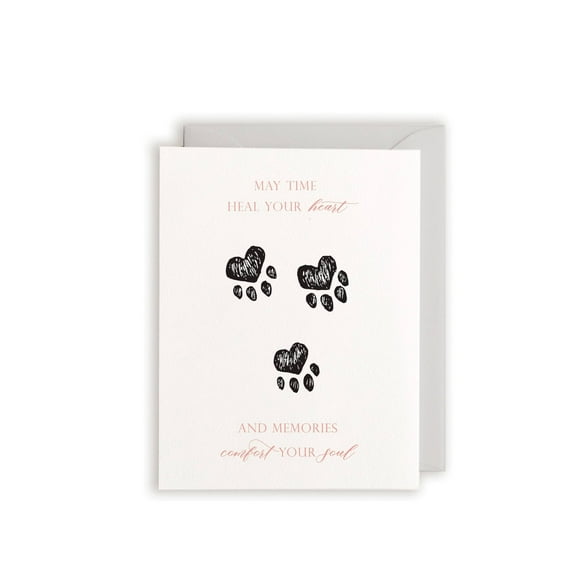 Sympathy Card with Paw Print Design – Heartfelt Message for Pet Loss – Blank Inside, Envelope Included – Comforting Gift for Animal Lovers