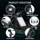 thumbnail image 2 of Paquete de 2 mini linterna LED con llavero, luz de trabajo recargable USB-C de 1000 lúmenes, abridor de botellas e imán, 4 modos de inspección a prueba de agua para reparación de campamentos [Clase de, 2 of 5