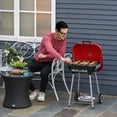 thumbnail image 2 of Outsunny Barbecue au Charbon de Bois, Bouilloire Portable avec Couvercle, Roues, Étagère de Rangement, Rouge, 2 of 10