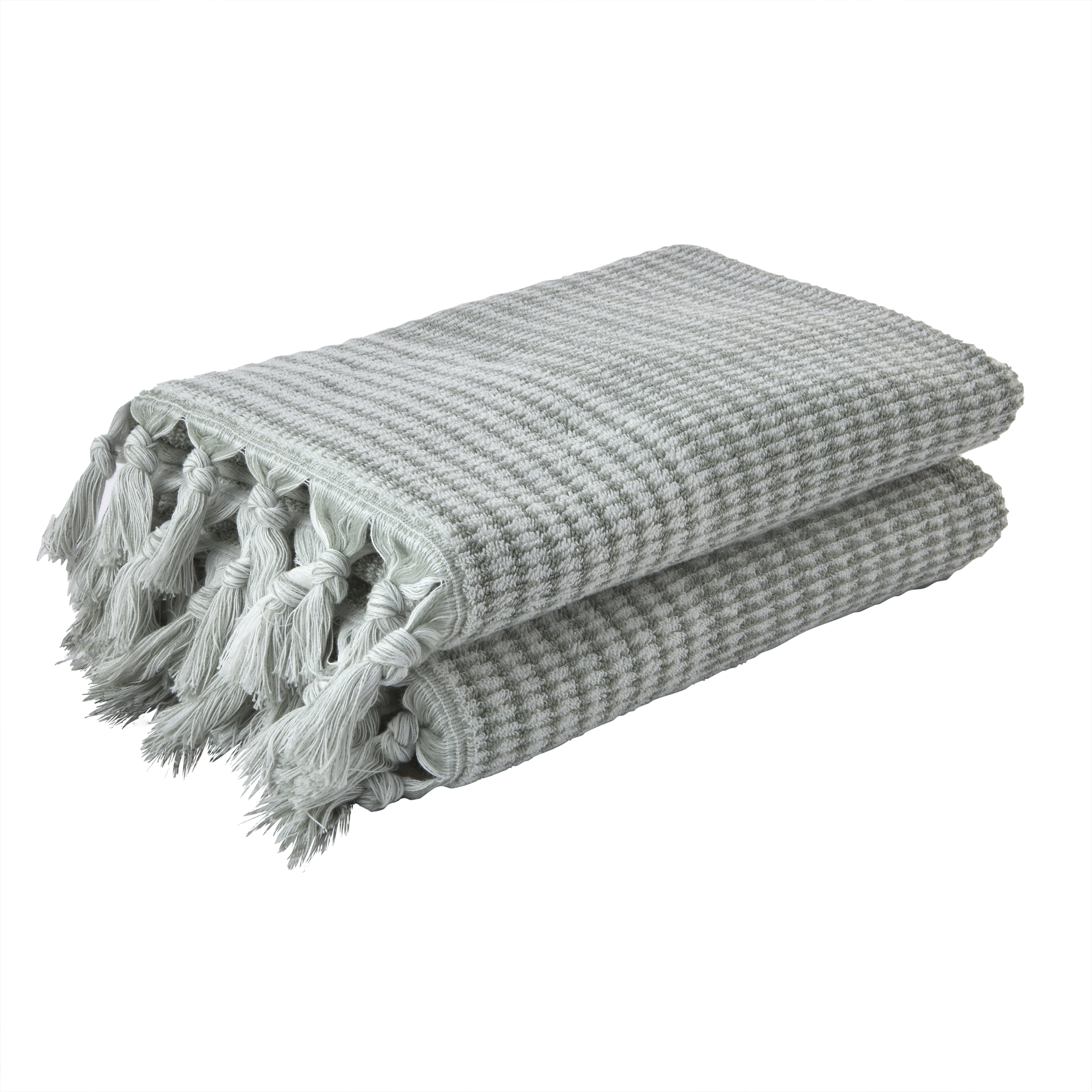 4-Piece White Boho Chic Cotton Bath Towels & Hand Towels Set with