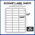 thumbnail image 2 of EcoSwift Brand Premium Self Adhesive Shipping Labels for Laser & Inkjet Printers, 1 in. x 2.625 in., 30 UP, White, 1 x 2 5/8, Pack of 900 Labels, 30 sheets, 2 of 5