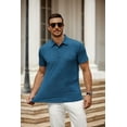 thumbnail image 3 of COOFANDY Men's Athletic Blue Golf Polo Shirt Quick Drying Performance Short Sleeve Sports Patterns Shirts, 3 of 9