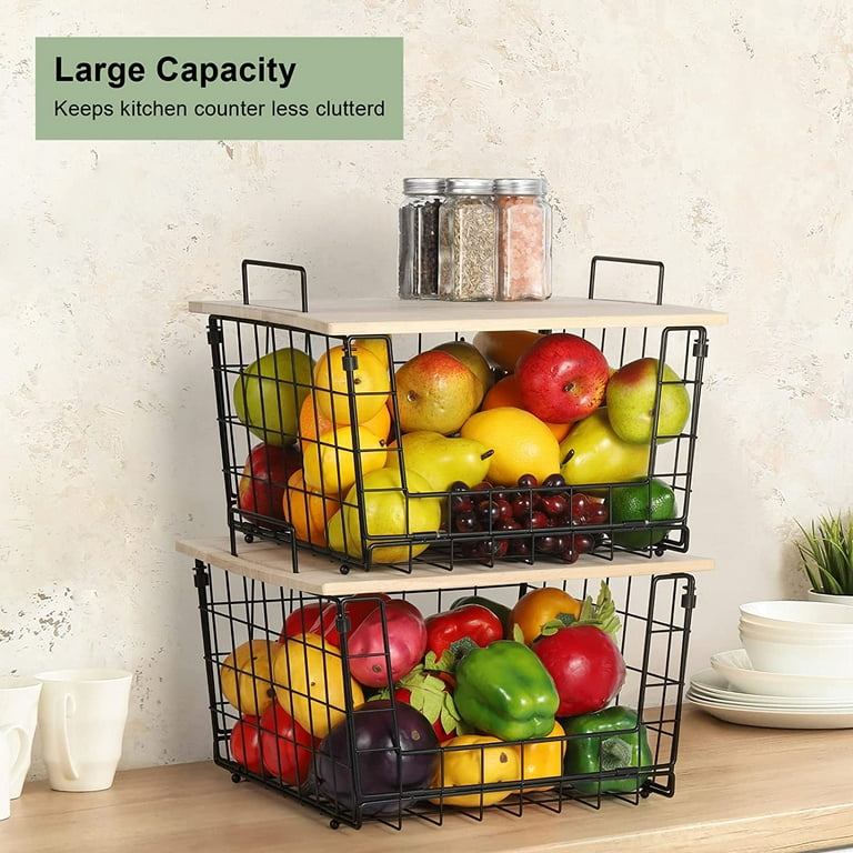 Snack Organizer for Countertop, Wooden Snack Tray and Food Storage  Organizer Bins, Large 5-Compartment Snack Basket for Pantry, Kitchen  Cabinet Pantry