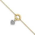 thumbnail image 1 of 14k Two Tone Gold Circle Heart 9 Inch Plus 1 Anklet Ankle Bracelet Love Puffed, 1 of 11