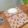 thumbnail image 4 of Christmas Gingerbread Man Pink Placemats Set of 6 Winter Snowflake Candy Cane Xmas Poinsettia Table mats Burlap Placemat Kitchen Mat Dining Room Decoration 12" x 18" Washable Fast Dry, 4 of 8