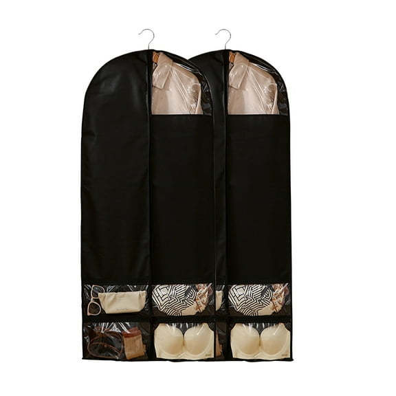 55 Inch Garment Bags for Closet Storage and Travel with Zipper Pocket, Heavy Duty Waterproof Hanging Suit Bag for Suits, Coats, Jackets, Shirts, 2 pack