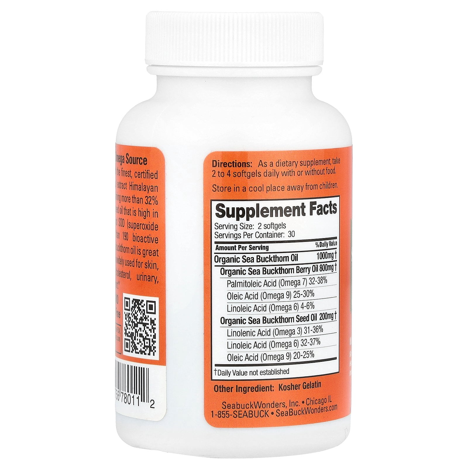 Seabuck Wonders Sea Buckthorn Omega-7 Complete, 500mg, 60ct