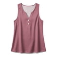 thumbnail image 3 of HappyYEE Summer Tank Tops for Women Casual V-Neck Button Sleeveless Tops Loose Fits Summer Fashion Versatile Tanks Daily Wear ,Pinks,M, 3 of 6