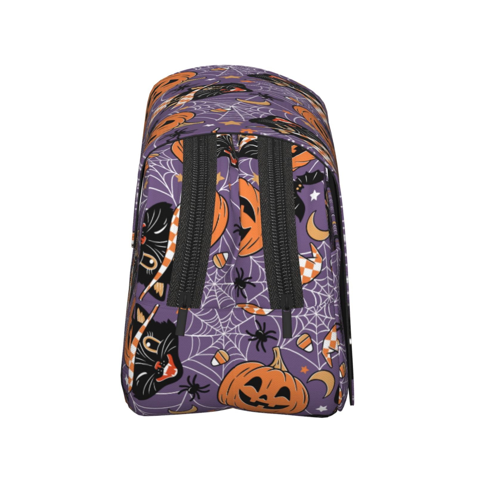 Rateoe Vintage Halloween Black Cat Pattern Double Clamshell Pen Case, Storage Organizer with Two Zipper Compartments– Holds Up to 50 Pencils & Pens