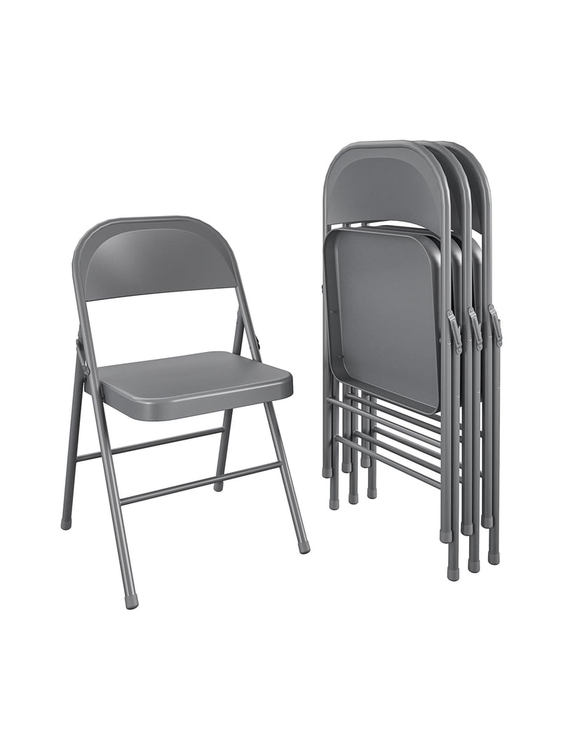 2 pack) Mainstays All-Steel Metal Folding Chair, Gray - Walmart.com