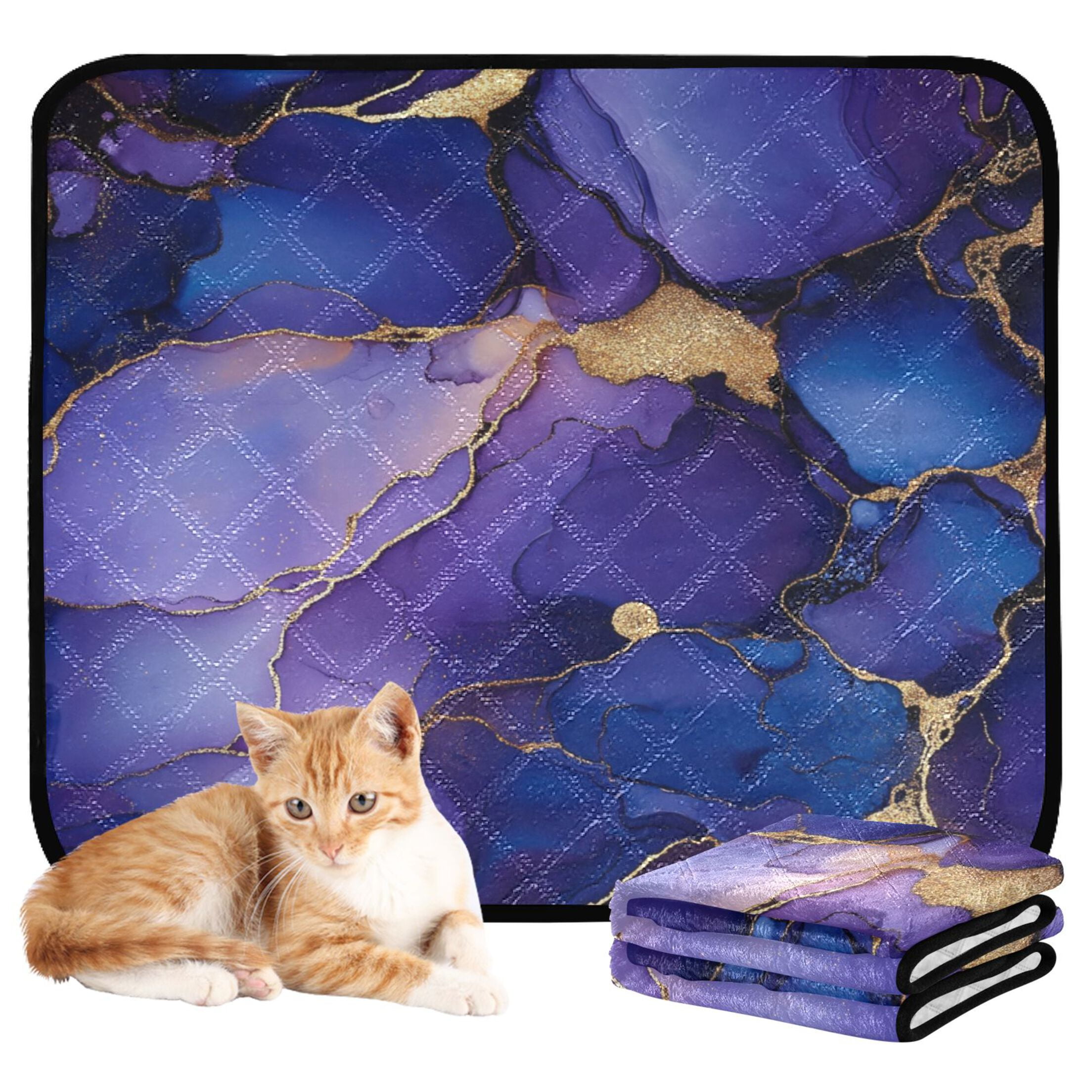 Qxltty Purple Gilt Patterns Cat litter Pads Pet Set of 2 Diaper Mats Center Anti-leakage Layer Absorbent Soft and Comfortable