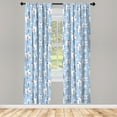 thumbnail image 2 of Ambesonne Vintage Winter Curtains, Snowy Trees Birds, Pair of 28"x63", Ceil Blue Indigo and Salmon, 2 of 4