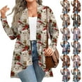 thumbnail image 5 of Women's Fall and Winter Fashion Casual Print Long Sleeve Mid-Length Cardigan Jacket, Christmas Theme for Holiday Season,Blue,4XL, 5 of 6