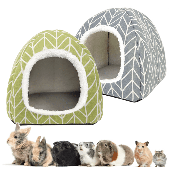 2 Pack Warm Cozy Small Animal Bed Hideout, Soft Plush Pet Cave Washable, Small Animal Houses Pet Hut for Guinea Pig Chinchilla Dwarf Rabbit Hedgehog