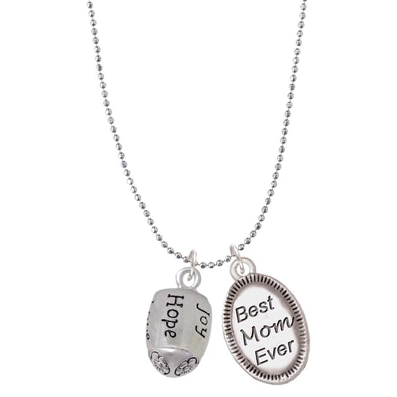 Delight Jewelry Silvertone Love, Faith, Pray, Peace, Joy, Hope Spinner Best Mom Ever Charm Necklace