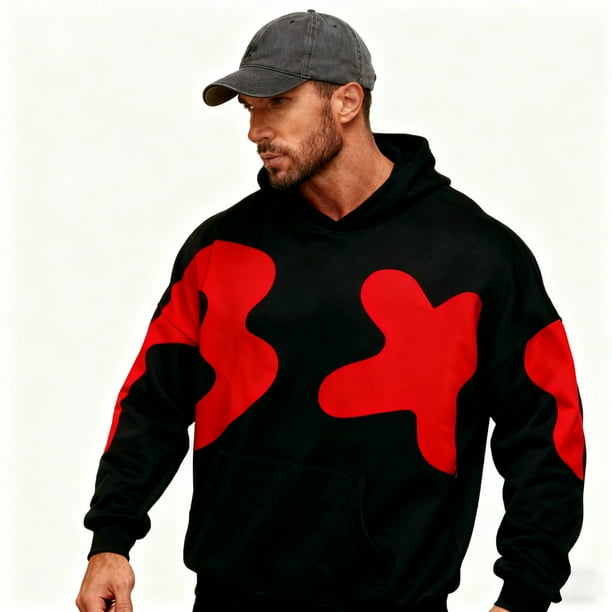 WILLBEST Sudaderas En Pareja Otoño Streetwear Hop Sudadera con Capucha con Panel De Contraste para Jersey De Moda con Diseño Moderno Ropa Casual Cómoda para Salidas Diarias XGrande