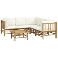 thumbnail image 2 of vidaXL 6 Piece Patio Lounge Set with Cream White Cushions Bamboo, 2 of 7