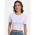 thumbnail image 3 of Women's Basic Teen Tee Workout Crewneck Short Sleeve Slim Fitted Casual Crop Top, 3 of 6