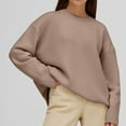 thumbnail image 2 of FAIWAD Women's Knit Ribbed Sweater Round Neck Drop Shoulder Casual Loose Pullover Sweater, 2 of 4