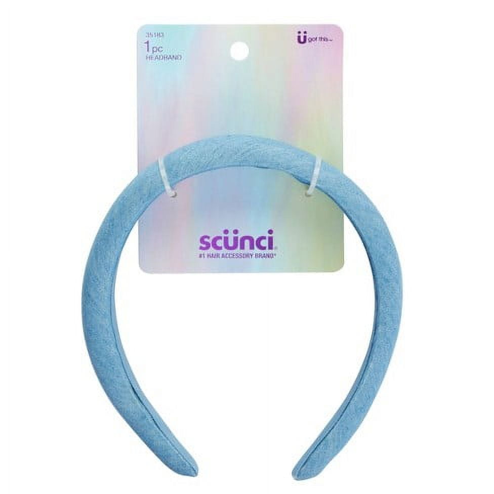 Fashion Light Blue denim Padded Headband Blue Denim Padded Braided Headband,braided Denim Flock Deep  main image 3