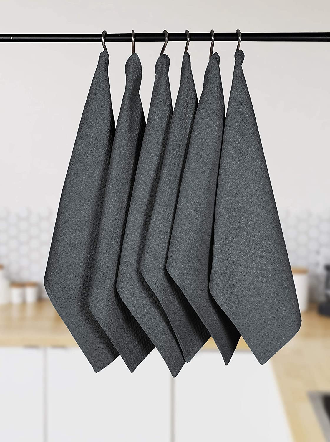 Native Fab 12 Pack Cotton Waffle Dish Towels - Gray