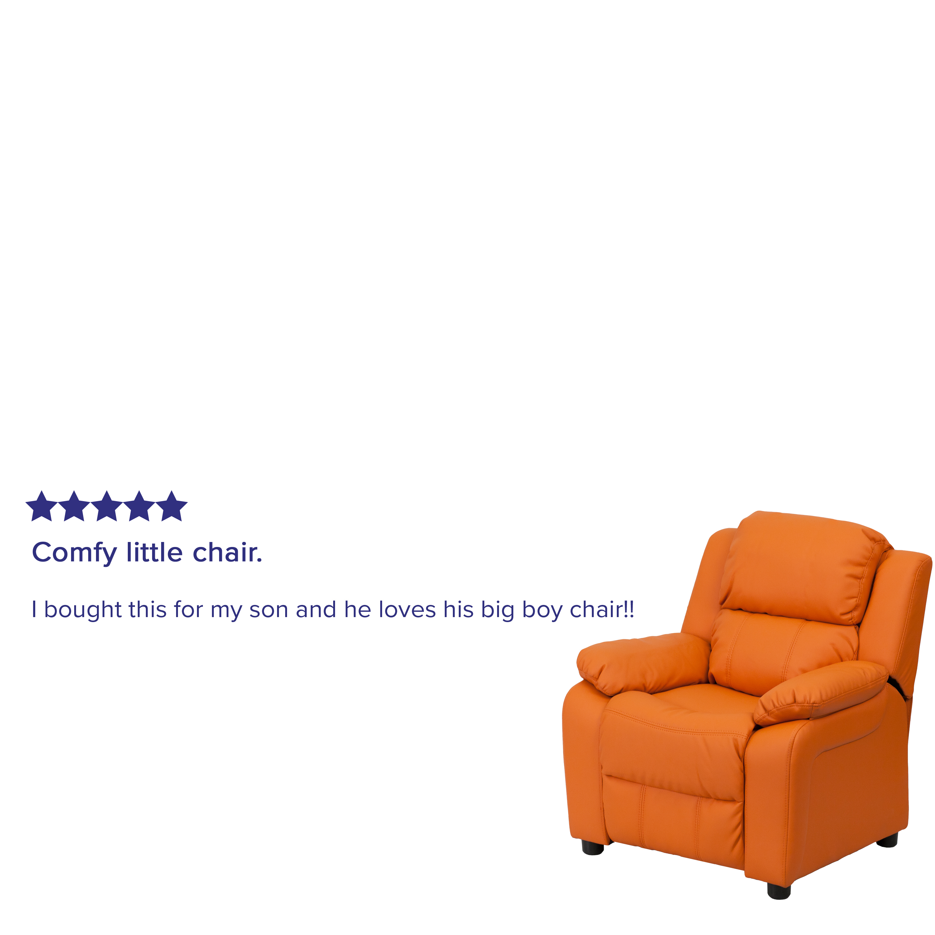 Flash Furniture Deluxe Padded Contemporary Orange Vinyl Kids Recliner with Storage Arms - image 4 of 13