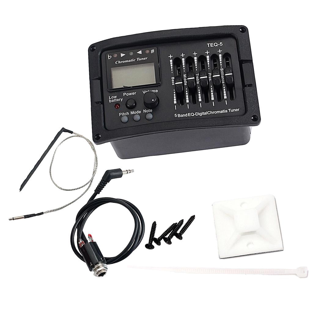 LeeQinersw 5 Bands Acoustic Guitar Preamp EQ LCD Tuner Piezo Pickup Equalizer System Parts