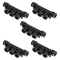 thumbnail image 1 of Conectores de aire de cinco vías Unique Bargains para mangueras de aire de 3/8" - Conector rápido de plástico, 5 piezas, tono negro y plateado, 1 of 1