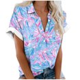 thumbnail image 2 of QUNYINEY Short Sleeve Button Down Shirts for Women Casual Collared Tie Dye Tops with Pocket Loose Shirts, 2 of 5
