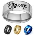 thumbnail image 2 of 8mm 4 Colors Stainless Steel Anime Peripheral Berserk Ring Commemorative Simple Cool Laser Rings For Men Women Jewelry Gold 9, 2 of 6