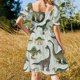thumbnail image 5 of Vestido de lujo de manga corta con estampado floral negro y dorado para mujer, vestido formal para ocasiones especiales, vestido de noche para mujer., 5 of 7