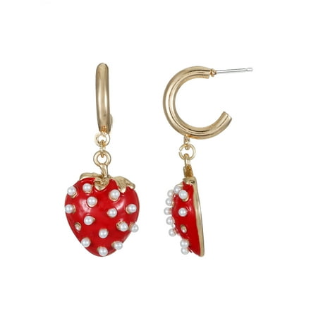 Way to Celebrate Valentine's Day Strawberry Hoop Earrings, 1 Pair