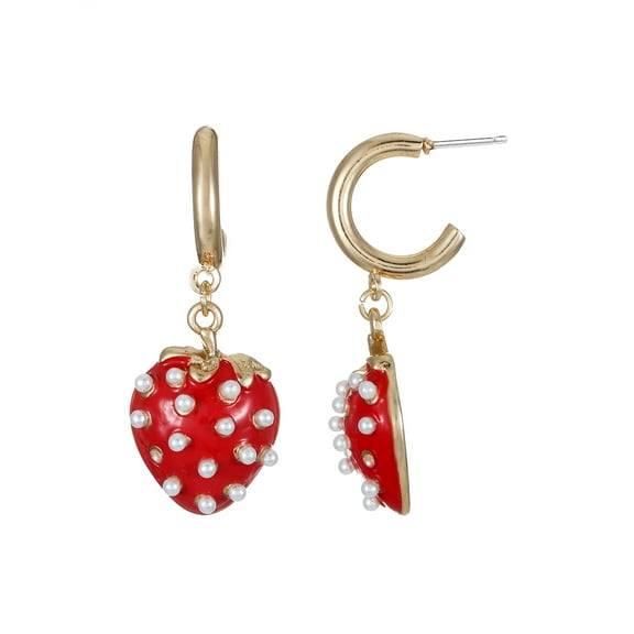 Way to Celebrate Valentine's Day Strawberry Hoop Earrings, 1 Pair
