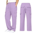 thumbnail image 4 of XINXIAOO Unisex Boys Girls Sweatpants Relaxed Fit Elastic Waist Casual Pants with Pockets Girls Athletic Pants Purple Joggers for Boys Active Pants Size 9-10 Years, 4 of 8