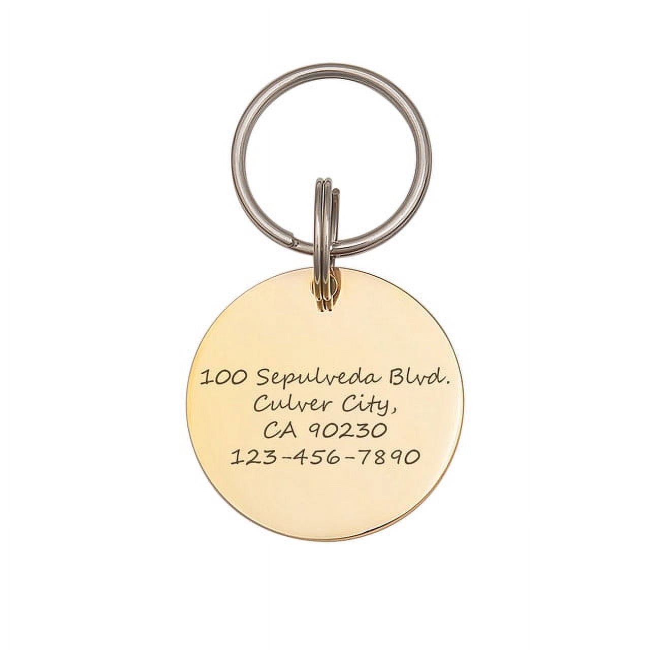 Anavia Stainless Steel Double Sided Round Name - Animal Face Engraved Dog & Cat ID Tag, Gold, L
