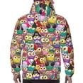 thumbnail image 3 of Bingfone Cute Cartoon Owls Men's Drawstring Hoodie Long Sleeve Pocket Sweatshirts-Large, 3 of 6