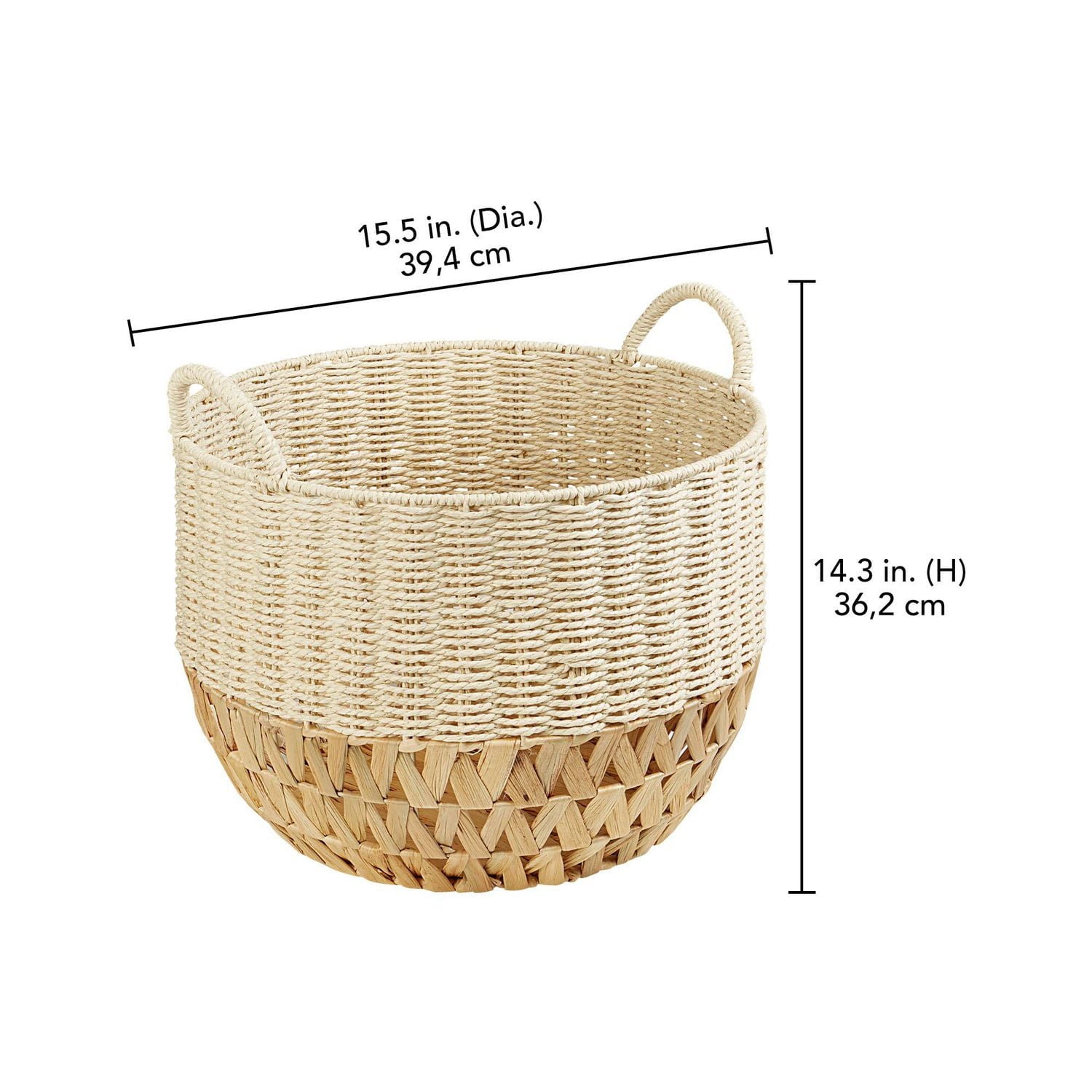 Hometrends Round Paper/ Water Hyacinth 2-Tone Basket