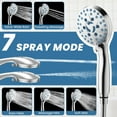 thumbnail image 2 of GPED High Pressure Shower Head, 7-Mode Handheld Shower Head, Anti-Clog Nozzles, Built-in Pause Mode & 2 Power Wash, High Flow Shower Head with Wall/Overhead Brackets &59" Stainless Steel Hose, Silver, 2 of 7