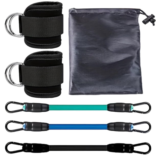 Bandas de resistencia para tobillos (5 unidades/set) - puños elásticos y transpirables, diseño de anilla en D - para ejercicios de piernas, entrenamiento físico, todos los niveles