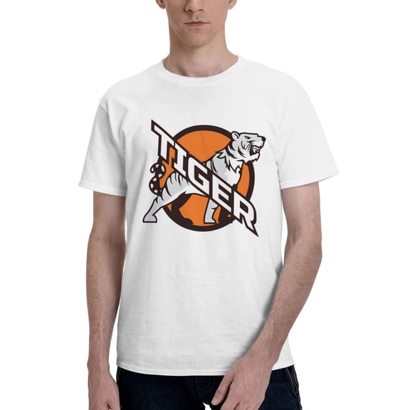 Unisex Roaring Tiger T-Shirt Premium 100% Cotton Short Sleeve T Shirt Tee Crew Neck Casual Tee Shirt,White,M