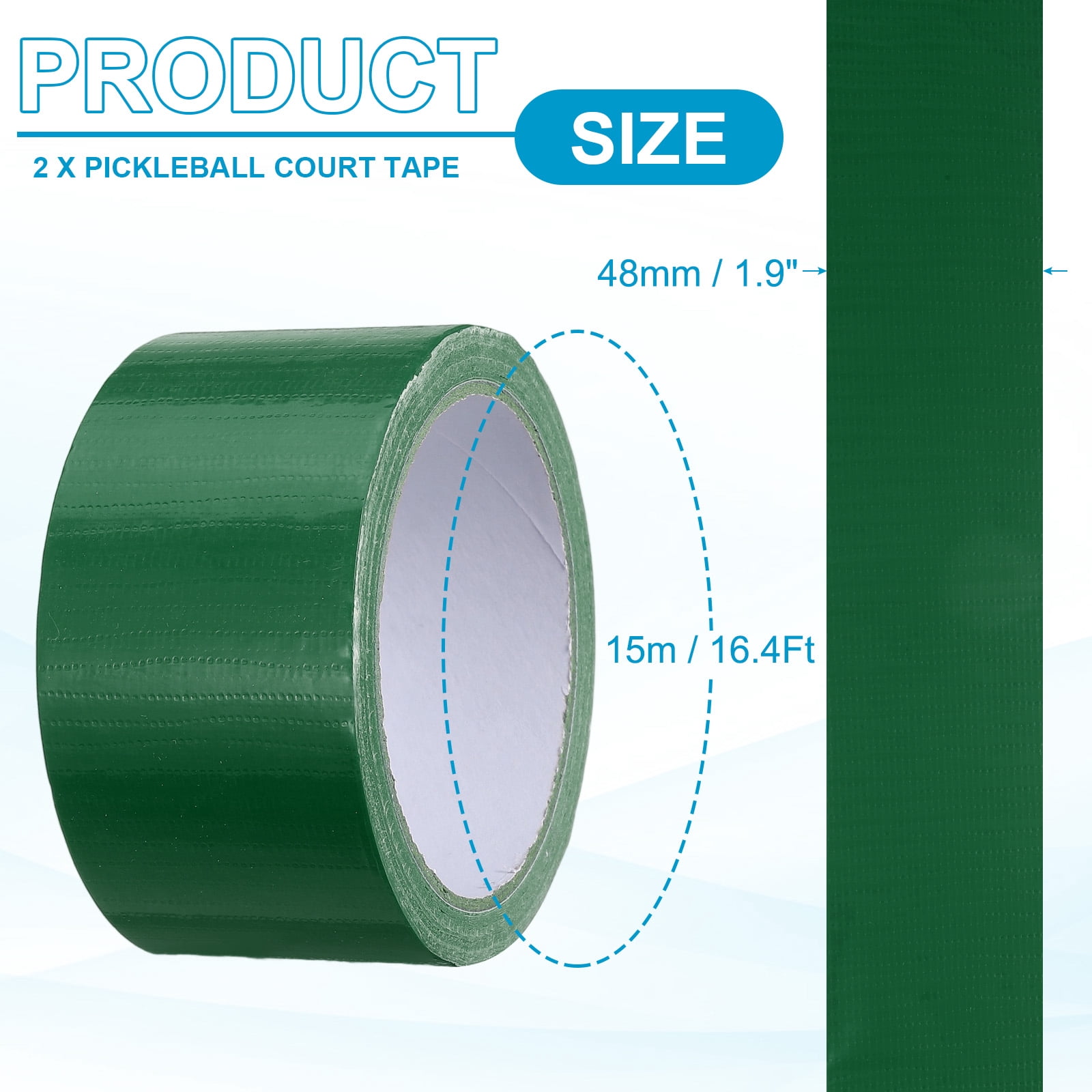 Pickleball Court Tape, Waterproof Court Line Tape for Cables Photography Green 2 in x 16 Yard