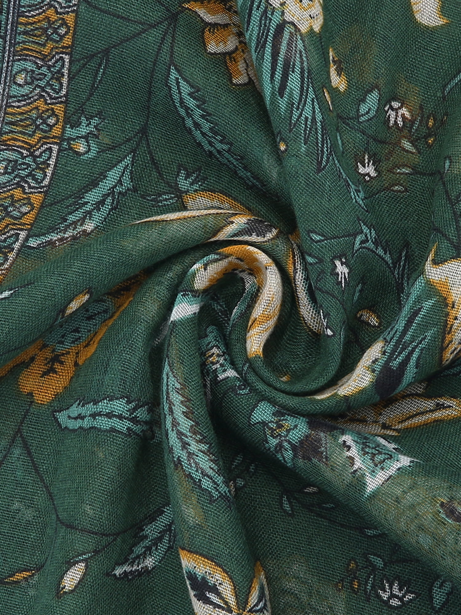 Unique Bargains Balinese Yarn Large Polyester Scarves Beach Shawls Vintage Wraps For Women Dark Green