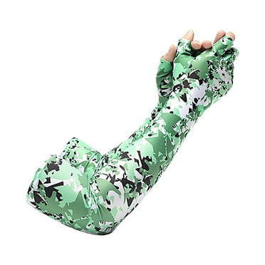 1 Pair Lengthen Cycling Sleeves Anti-slip Palm Ice Silk Camouflage Print Arm Sleeve for Running