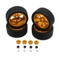 thumbnail image 2 of Kuntesetty RC Wheel Rims Rubber Tires Kit Replacement M3 Wheel Nut for 144001 1:12 1:18 Gold, 2 of 9