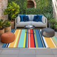 thumbnail image 2 of Colorful Stripes Outdoor Rug for Patio/Deck/Porch, Non-Slip Large Area Rug 5 x 7 Ft, Modern Abstract Art Vertical Striped Indoor Outdoor Rugs Washable Area Rugs, Reversible Camping Rug Carpet Runner, 2 of 8